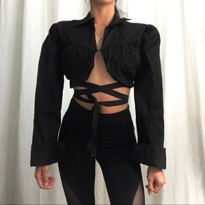 Boohoo Ruched Bust Tie Detail Shirt